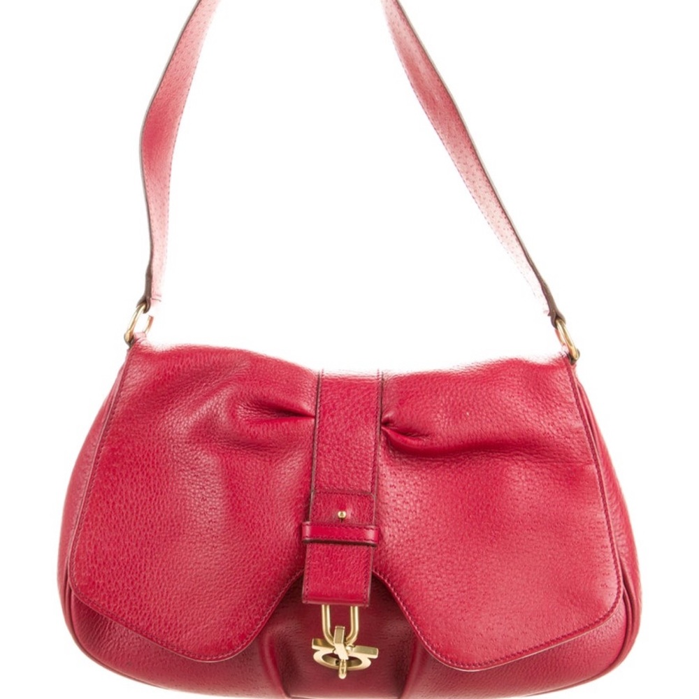 Red Salvatore Ferragamo leather shoulder bag